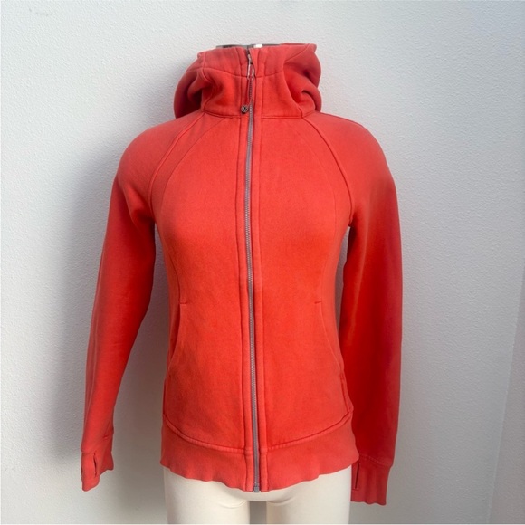 Lululemon Scuba Hoodie Full Zip Classic Fit Vivid Flame Orange Red Size 4 Small - Picture 2 of 15